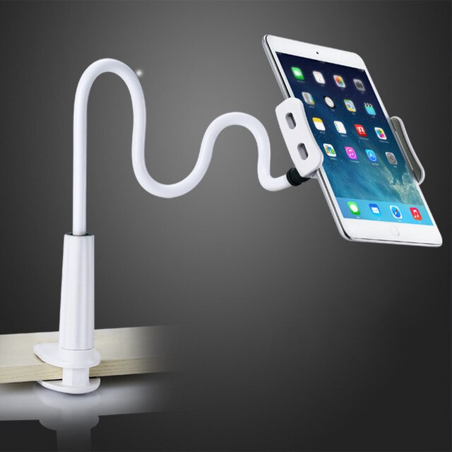 Justerbar arm tablett stativ säng bordsfäste hållare 360 ° rotation tabletter/mobiltelefon fäste för iphone ipad air mini pro 4-13 '': T2 - vita