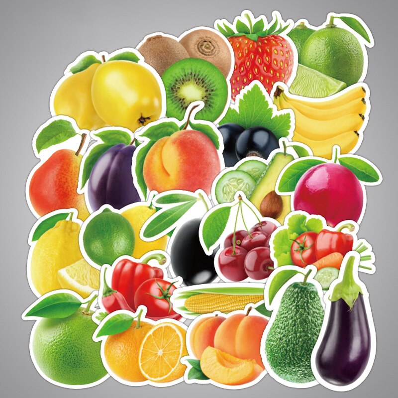 100 fruits, vegetables, green plants, doodle stickers, children's stickers, computer notebook stickers, cartoon stickers
