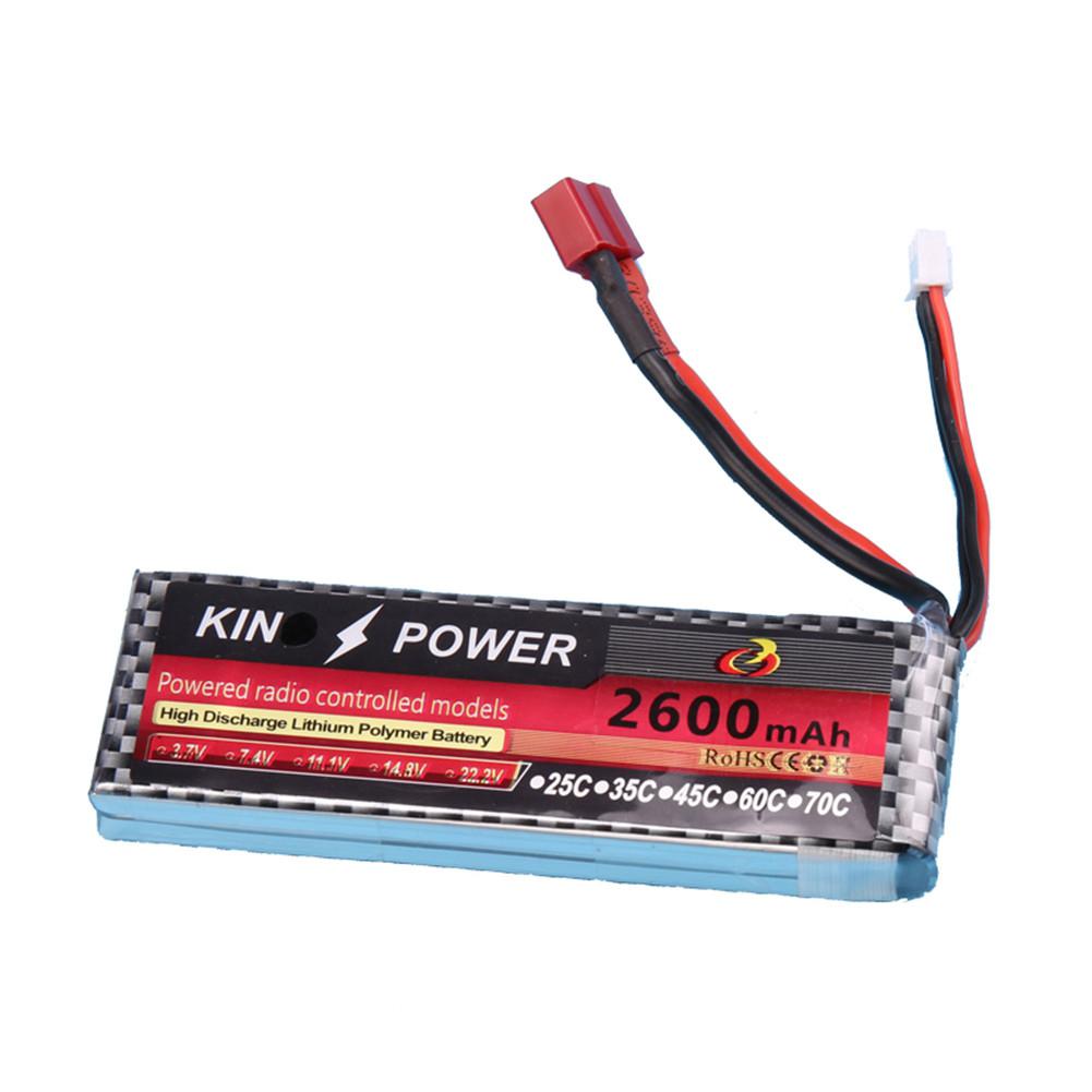 Spina T batteria Lipo 7.4V 2600mAh per parti di aggiornamento auto WLtoys 1/14 144001 RC: Default Title