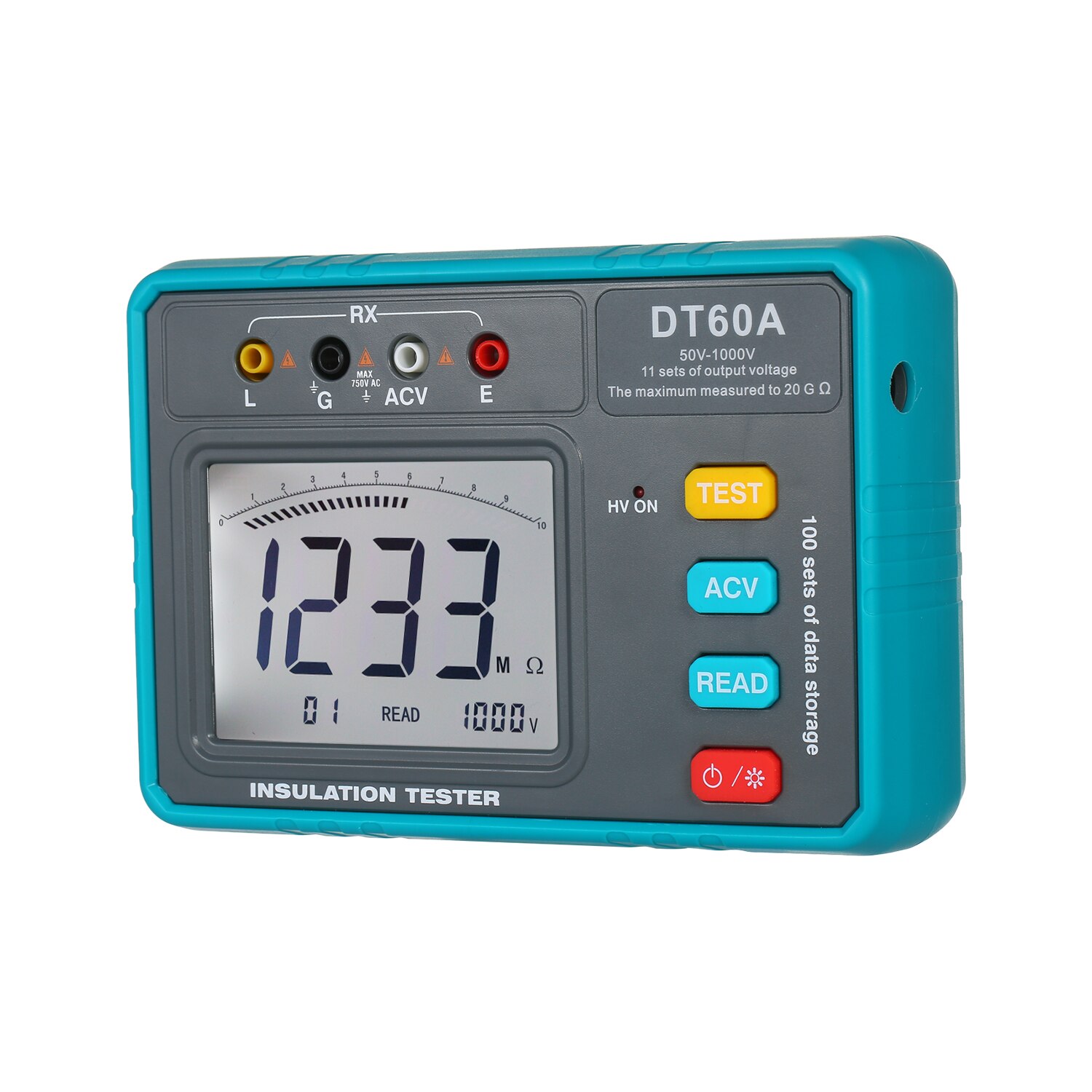 DT60A High Voltage Insulation Resistance Tester Battery Operated LED Digital Ohmmeter Megohmmeter Megameter Resistance Meter