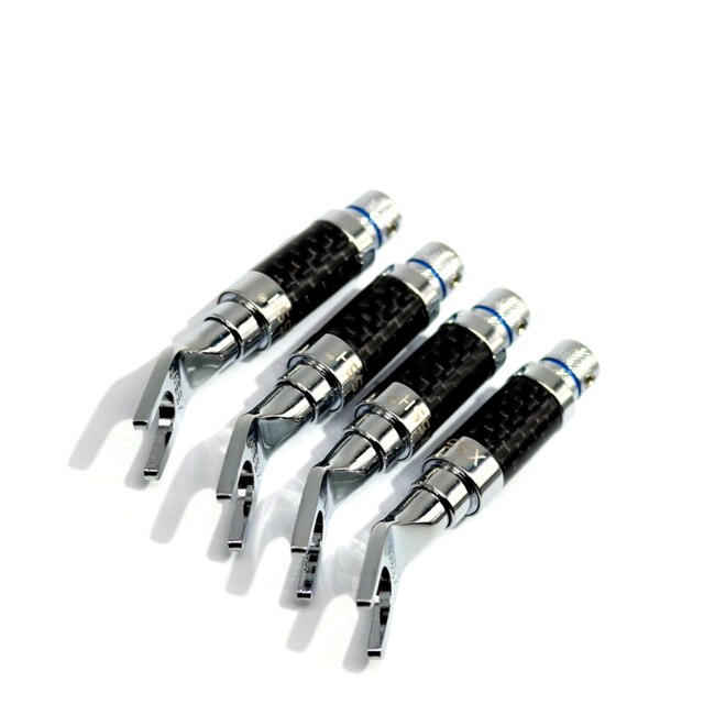 XSSH di Alta qualità in fibra di carbonio serie rhodium placcato Y connettore a spina a banana per l'altoparlante filo FAI DA TE: 8pcs