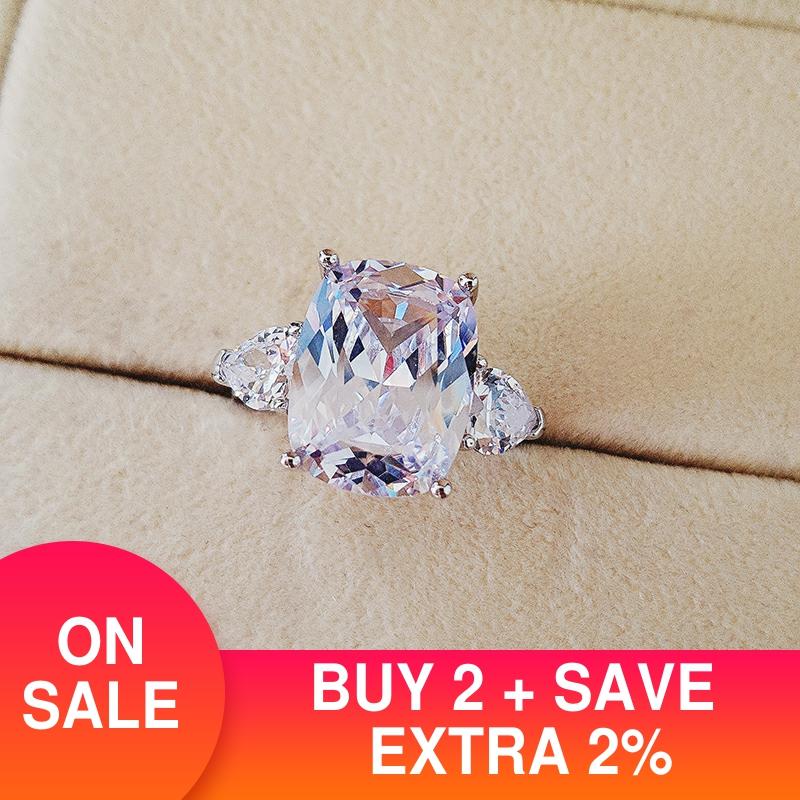 2022 Luxury Cushion silver color Engagement Ring For Women Lady Anniversary Jewelry Bulk Sell R5084