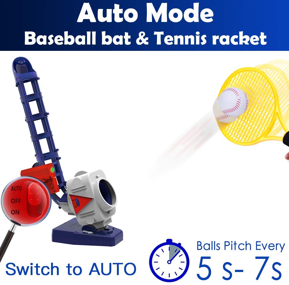 IPlay, iLearn 2 in 1 Da baseball & tennis lancio Macchina, Telecomando pipistrello tutto'aperto Giochi di sport, regali per 5, 6, 7 Anni di Età bambino