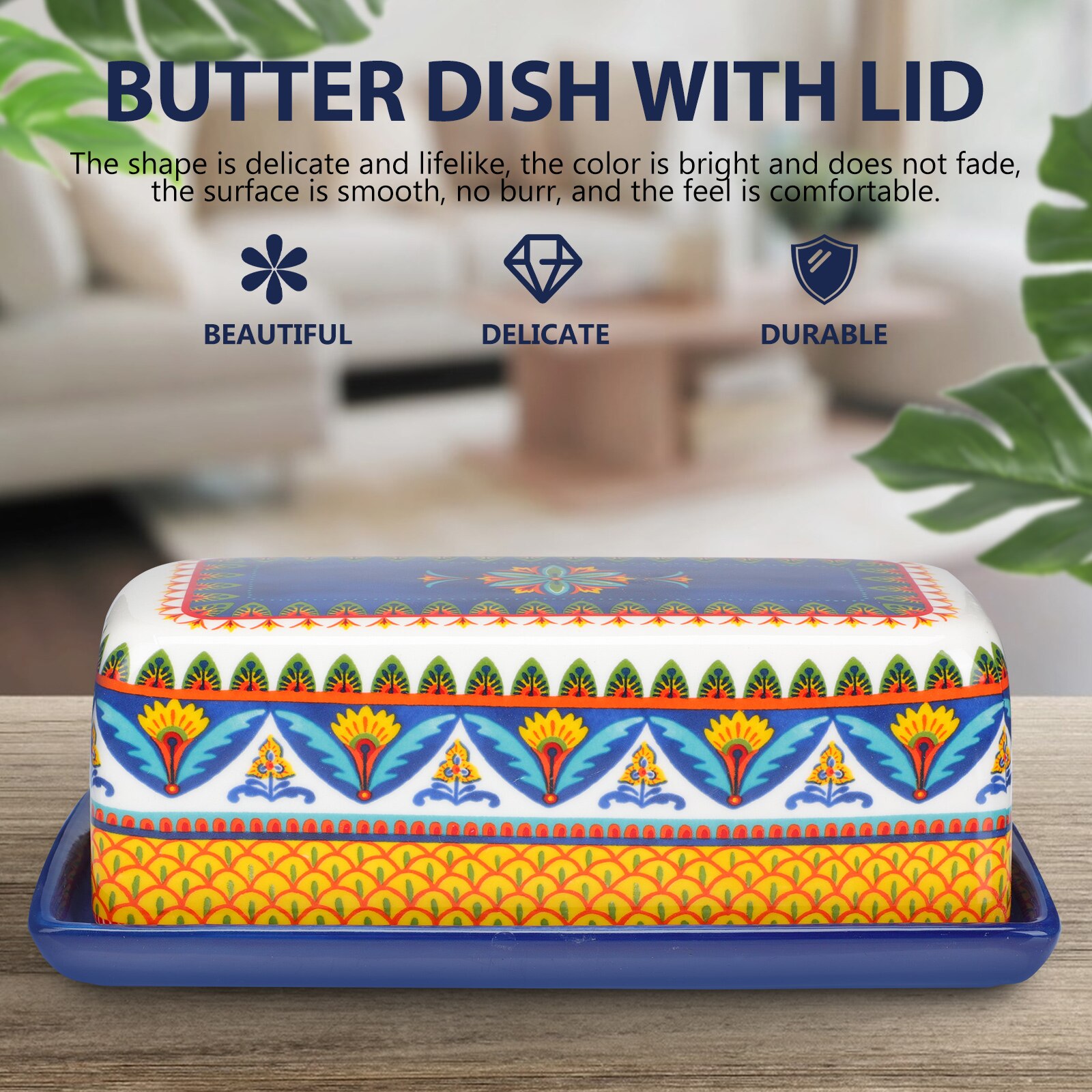 1pc American Style Butter Dish Delicate Ceramic Butter Box Butter Container