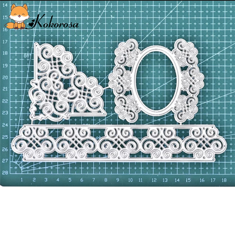 Troqueles de corte Kokorosa troquelados de Metal Marco de encaje borde carta de vida etiqueta troquelado álbum de recortes en relieve plantilla decoración troqueles: 17
