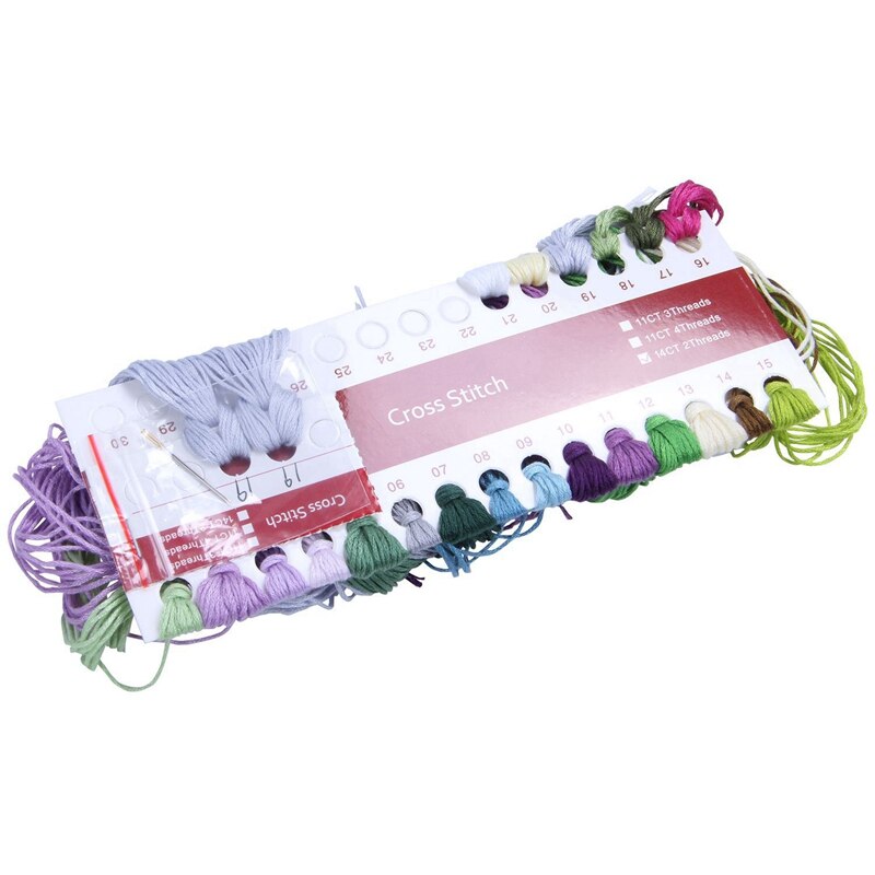 2 Set DIY Hand Knitting Cross Stitch Kits Patterns Embroidery Set 14CT Home Decoration, 1 Set 49x52Cm Purple Lilac Pattern & 1 S