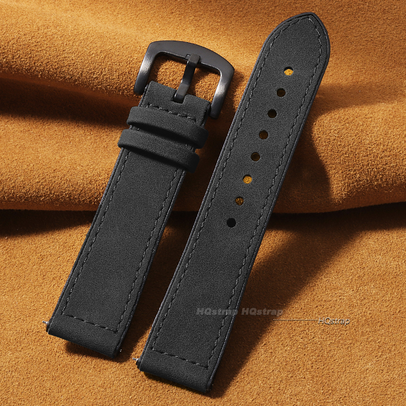 Quick Release Leather Watch Band Bracelet 20mm 22mm Replacement Wrist Straps Watchbands for Galaxy Wrist Band Women Men Belt: Black Yellow / 20mm