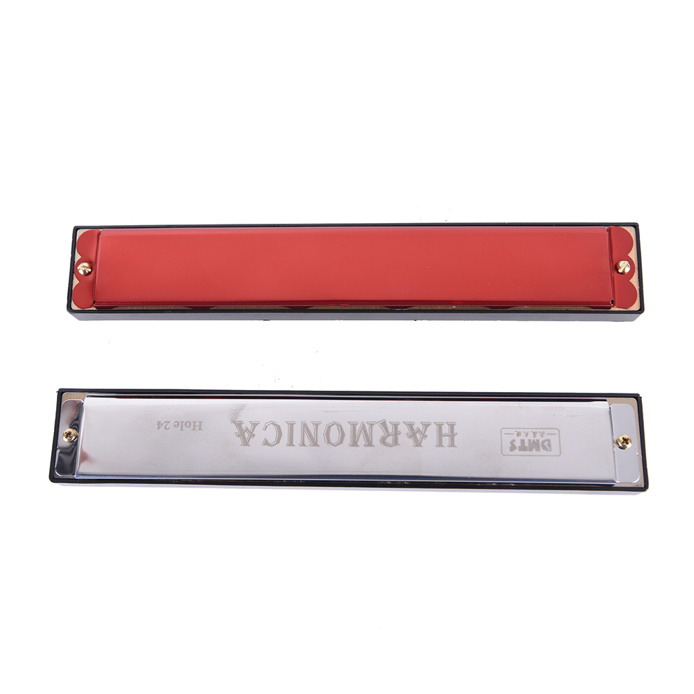 24 Hole Key Of C Play Harmonica Tremolo Harmonica Mouth Organ Double Row For Blues Jazz Rock Folk Musical Beginner Instrument
