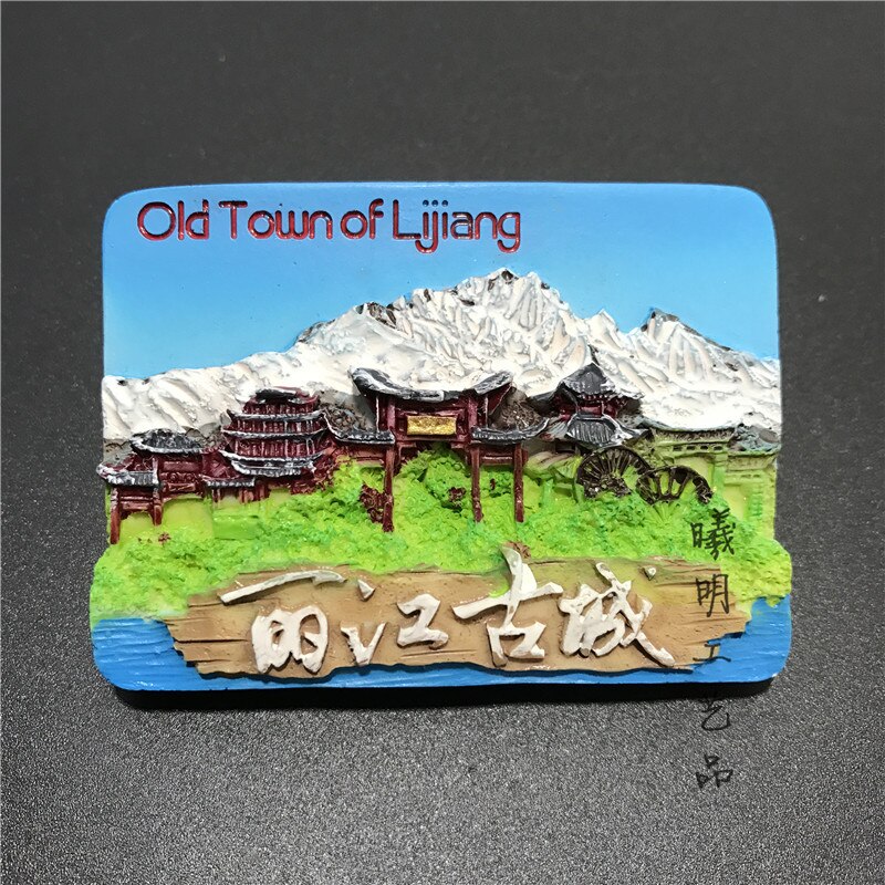 China Lijiang Ancient City Scenic Tourism Souvenir Resin Fridge Magnet Relief Magnetic