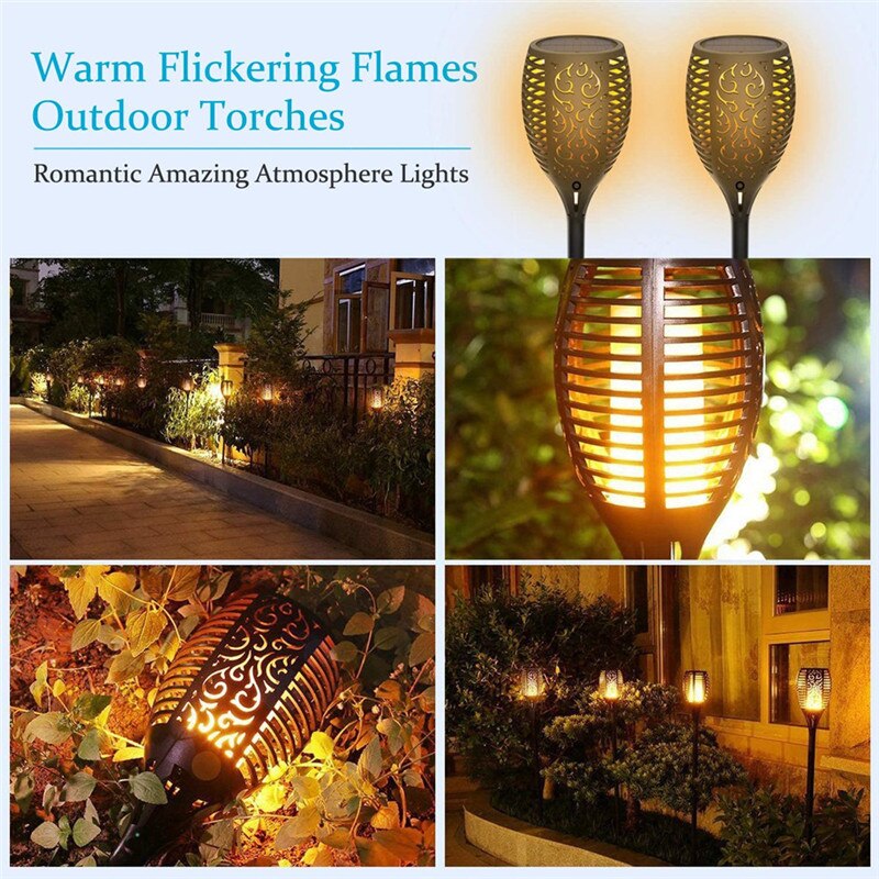 LED Solar Flame Torch Lamp Outdoor Lights Solar Garden Light Flickering Lamp Courtyard Balcony Lawn Path Spotlight