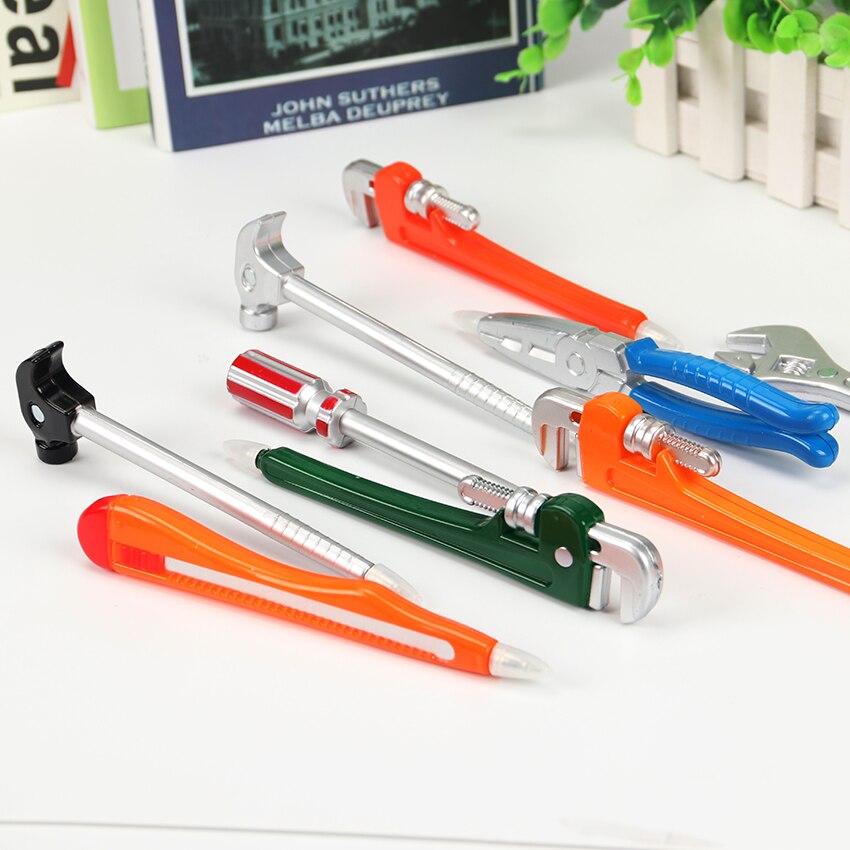 6PCS Simulatie Hardware Gereedschap Bankschroef Hand Mes Hamer Balpennen Pen Kantoor Schoolbenodigdheden