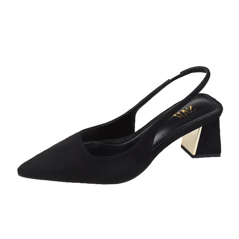 Sandalias negras para mujer, novedad de verano, sandalias de para mujer, zapatos de tacón puntiagudos para mujer, zapatos de vestir de oficina, zapatos altos sexis de tacón cuadrado: 36