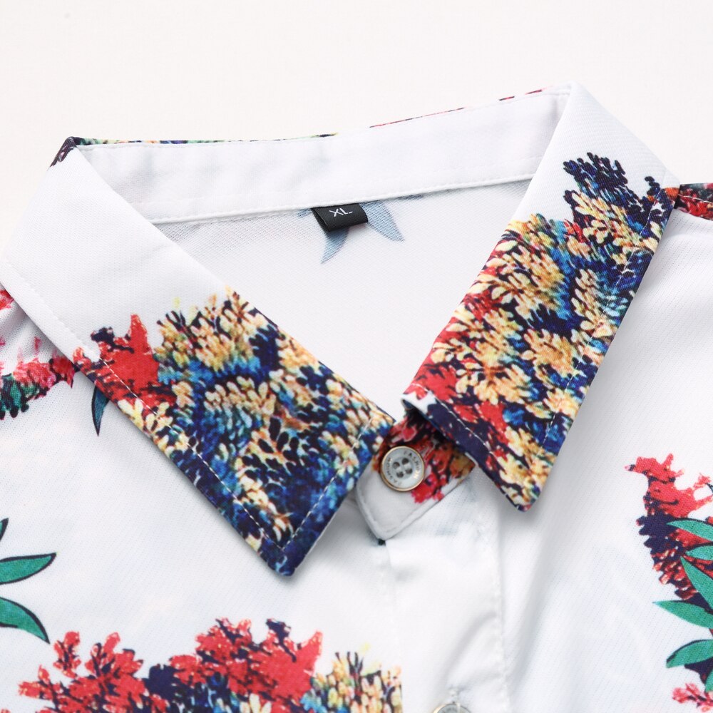 Jz chief heren bedrukte bomen l shirts casual feestkleding korte mouwen hawaiiaans overhemd slim fit bloemen sociaal overhemd plus maten