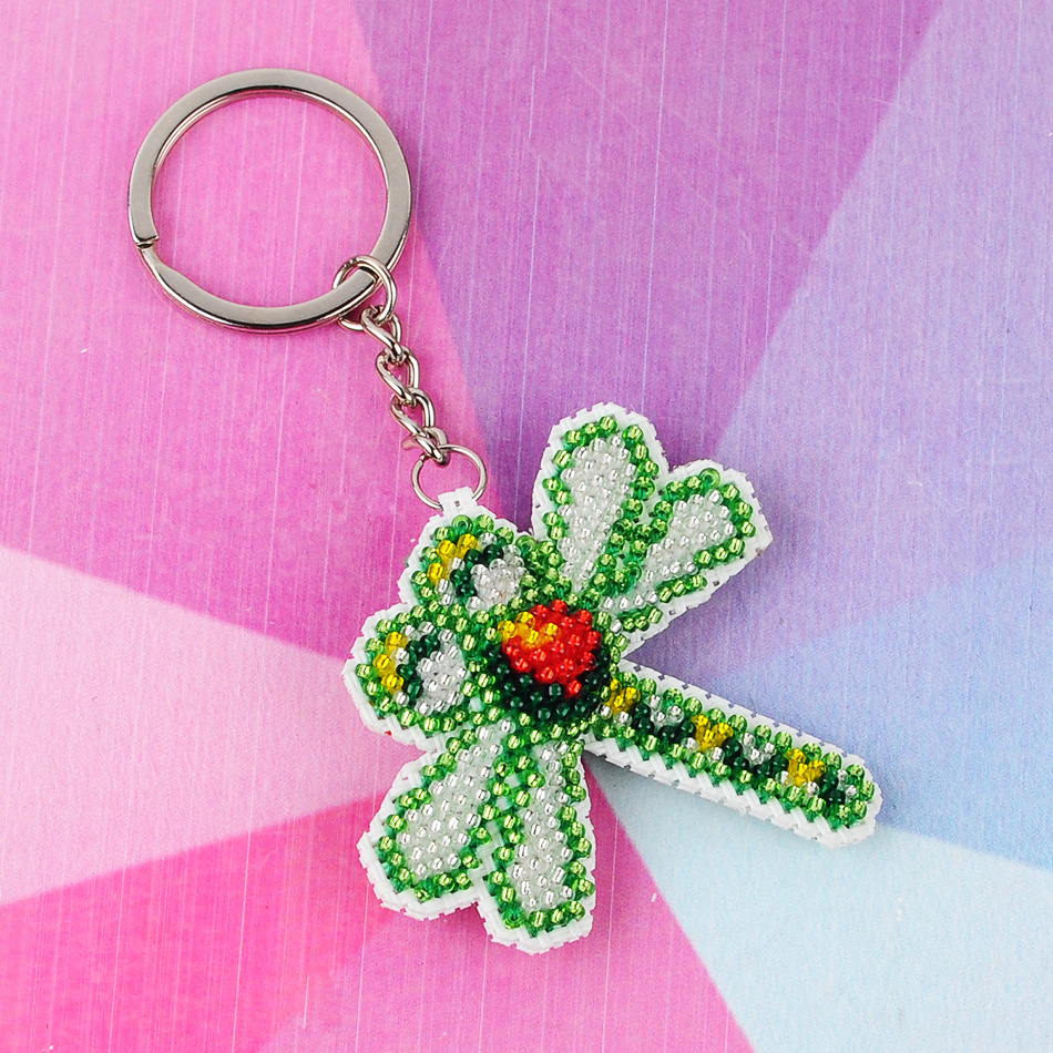 Ddecoration Car Key Chain Accessories Stamped Crafts DIY Printed Cross-Stitching-Kit Embroidery Stich-Bead Needlework Y089