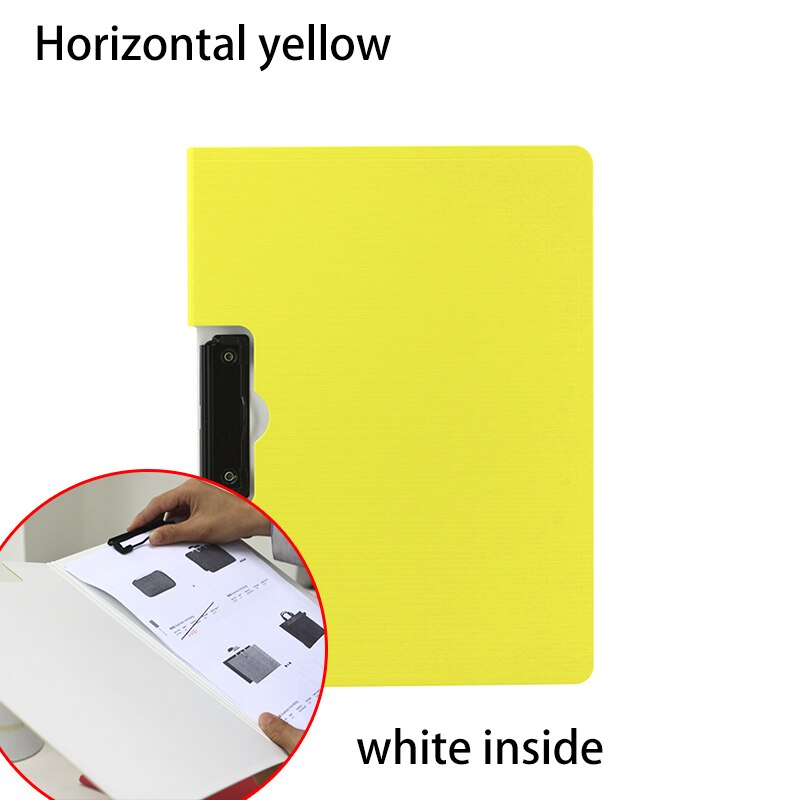 A4 Professionele Zakelijke Klassieke Bestandsmap Document Organizer Clip Bestand 325*242mm Clip Map Board School Kantoorbenodigdheden: horizontal yellow