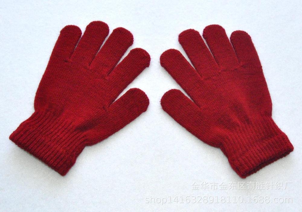 Candy Solid Color Winter Kids Gloves Mittens Children Girls Boys Student Writing Keep Warm Finger Gloves For 7-11 Years Old: wine red