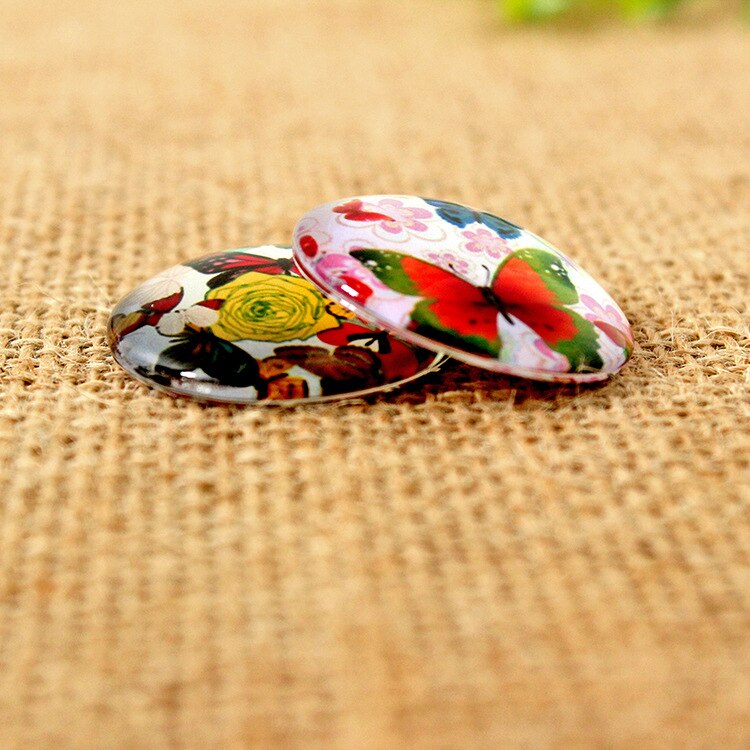 Self-adhesive Diy Beautiful Butterfly Glass Mosaic Printed Flat Glass Half Round/Dome Cabochons for DIY Jewelry Making