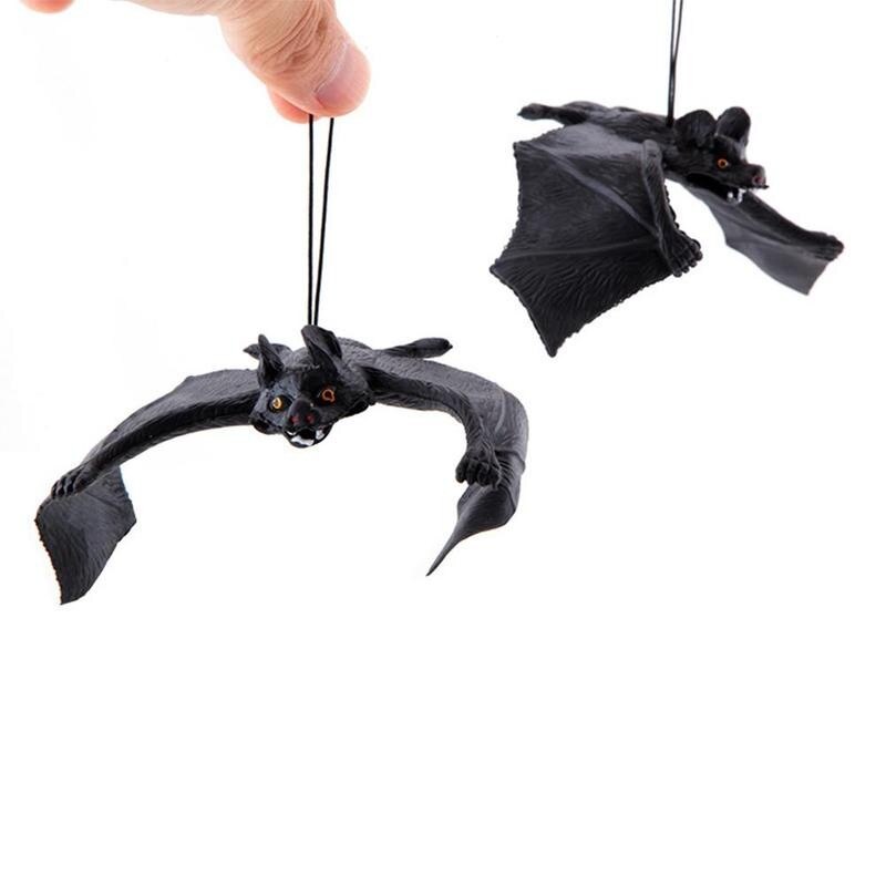 1pcs Halloween Simulation Bat Trick Toy Children Prank Simulation Horror Bat Model Hanging Prop Halloween Party Decoration