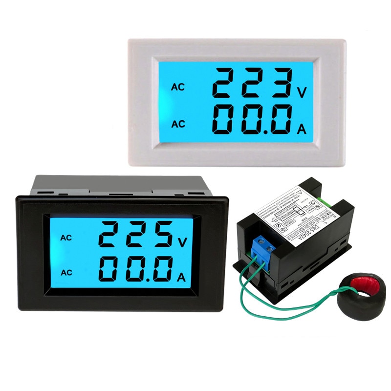 1pcs black white AC voltage and current meter Digital display 220V380V100A voltage and current detection dual display D85-2042A
