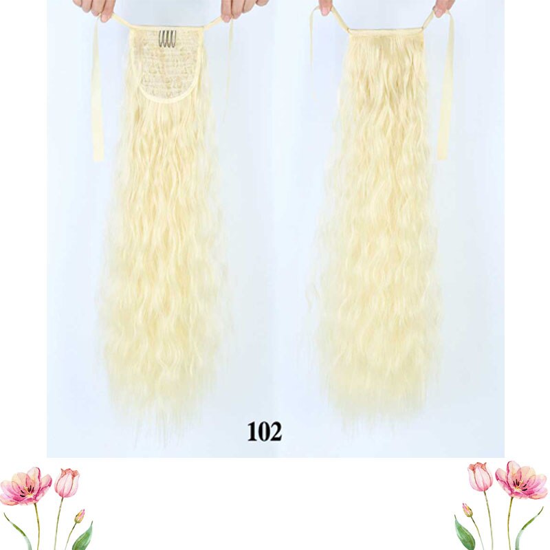 DIANQI Long Wavy Clip In One Piece Synthetic Hair Extension Ponytail Drawstring False Ponytail Wig With Hairpins: 102