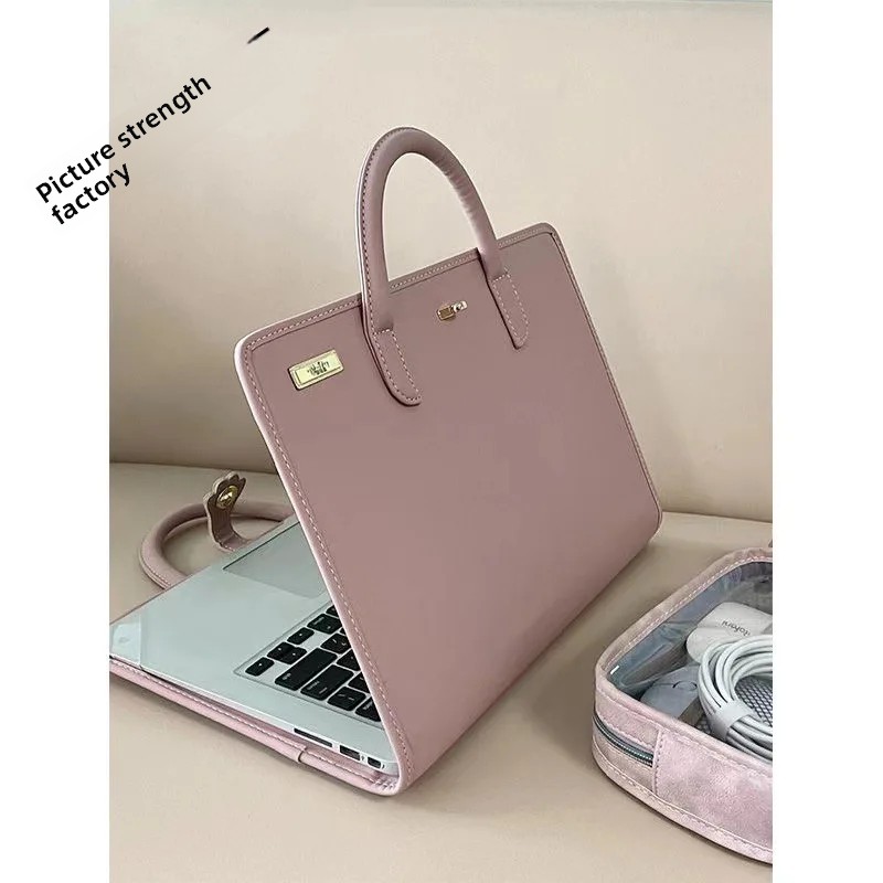 Pink Girl's Laptop Bag Protective Case Notebook Computer Handbag Unisex Style Material Durable Portable Laptop Ca