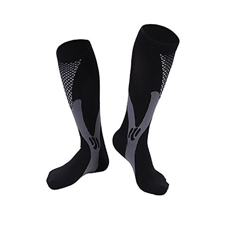 Masculino feminino compressão meias esporte ao ar livre correndo basquete meias de futebol náilon estiramento meias altas meias de futebol: Black / S/M