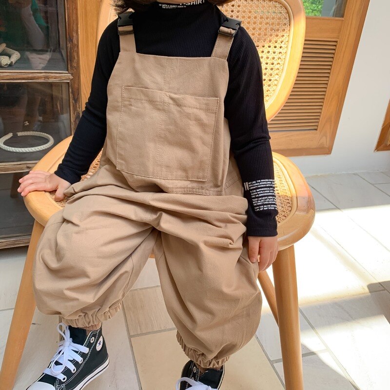 Herfst Kinderen Overalls Kinderkleding Koreaanse Stijl Meisjes Katoen Algehele Effen Kleur Rechte Pijpen Broek