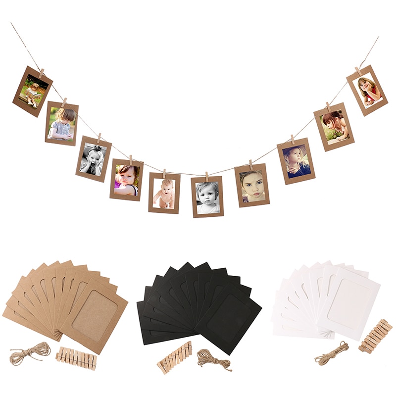 Cadre Photo avec Clips et corde 3/4/5/6/7 pouces | Cadre mural pour bannière, décoration pour Album Photo soi-même et mariage