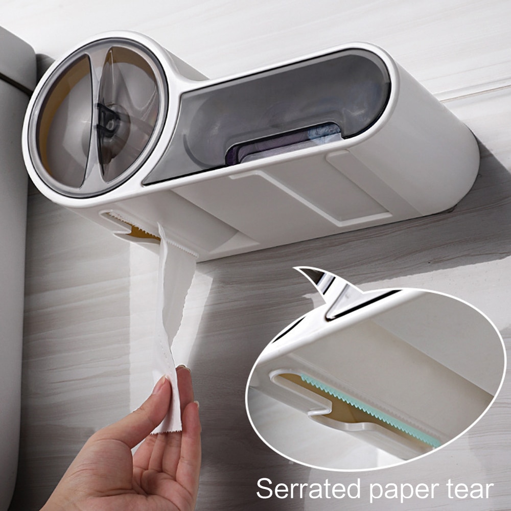 Badkamer Toiletrolhouder Tissue Doos Plastic Wc Dispenser Wall Mounted Roll Papier Opbergdoos Gratis Ponsen
