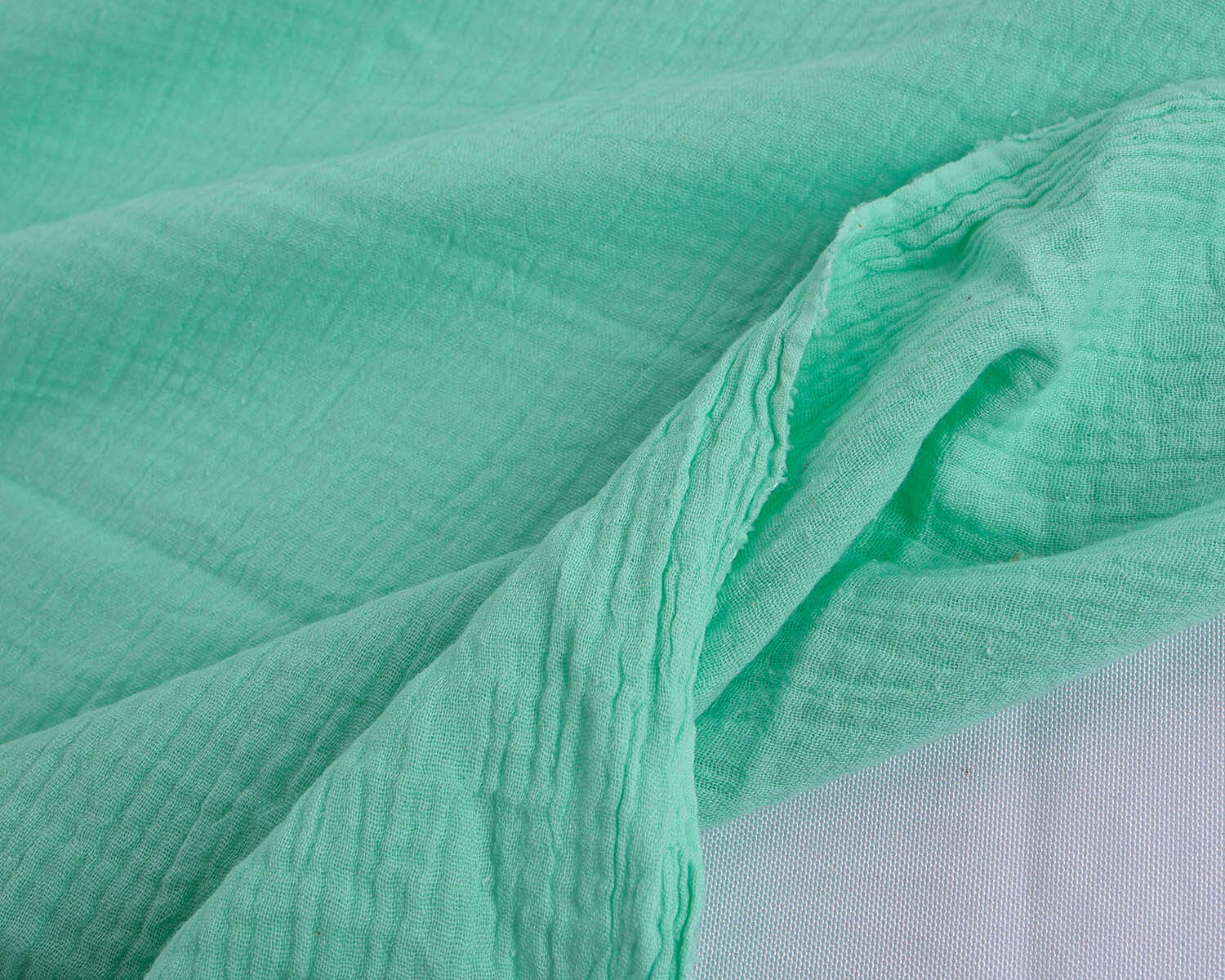 2-Layered Gauze Soft Crinkle Cotton Muslin Fabric 135x50cm - Sold By The Half Meter: Aqua green
