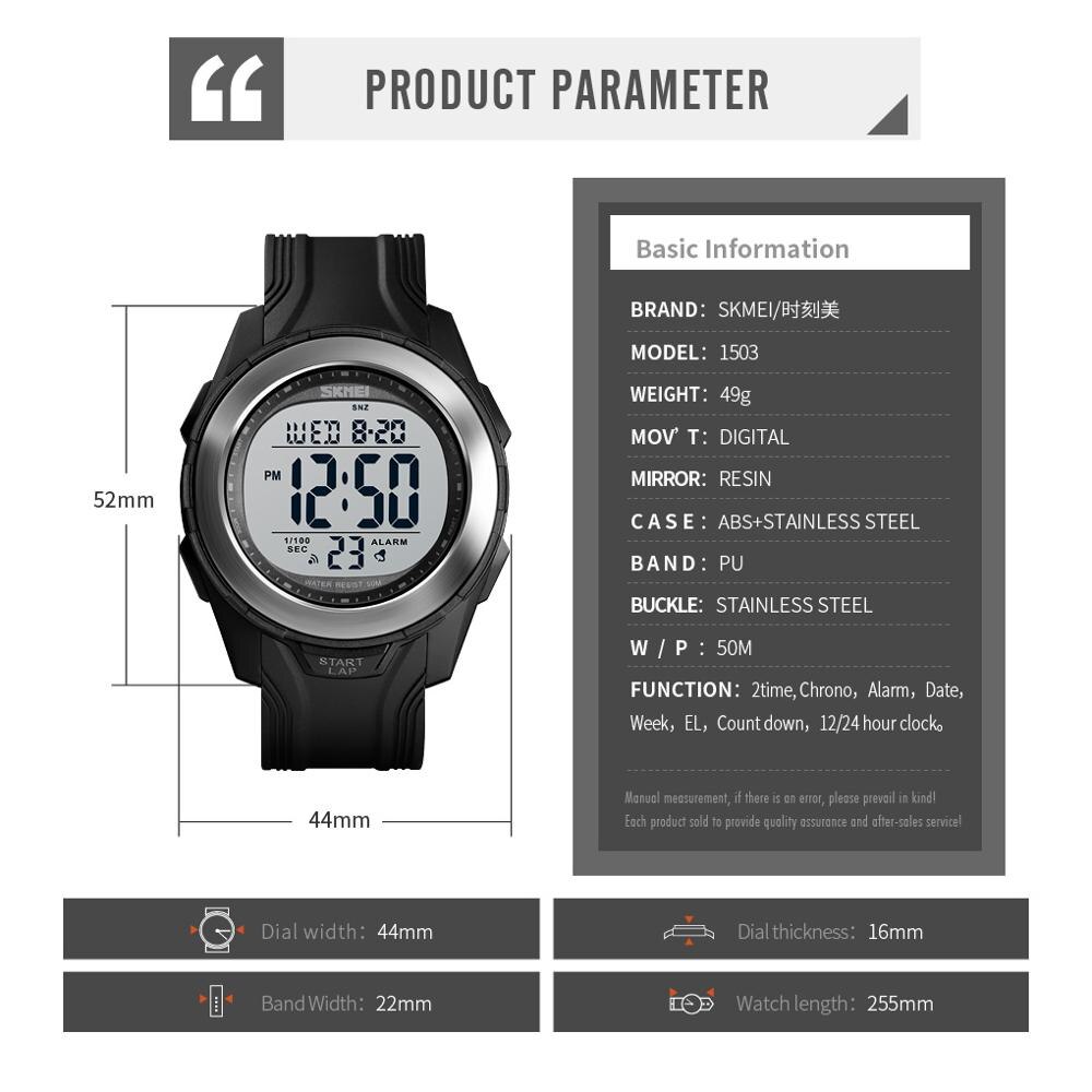 Skmei Mode Horloge Mannen Multifunctionele Digit Horloge Waterdicht Wekker Rvs Case Horloges Relogio Digitale Horloge