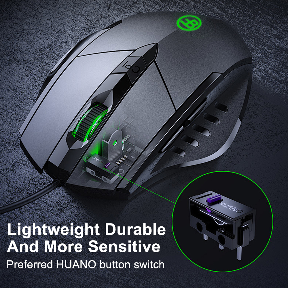 Bedrade gamingmuis 7200 DPI Computermuis met snoer en 6 knoppen Ergonomische muizen Kantoor- en gamemuis voor laptop PC Desktop