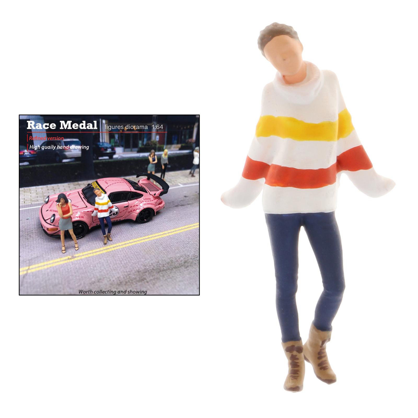 Miniature Diorama Painted Figure Resin Women Model Street Building Desktop Decor Accessories