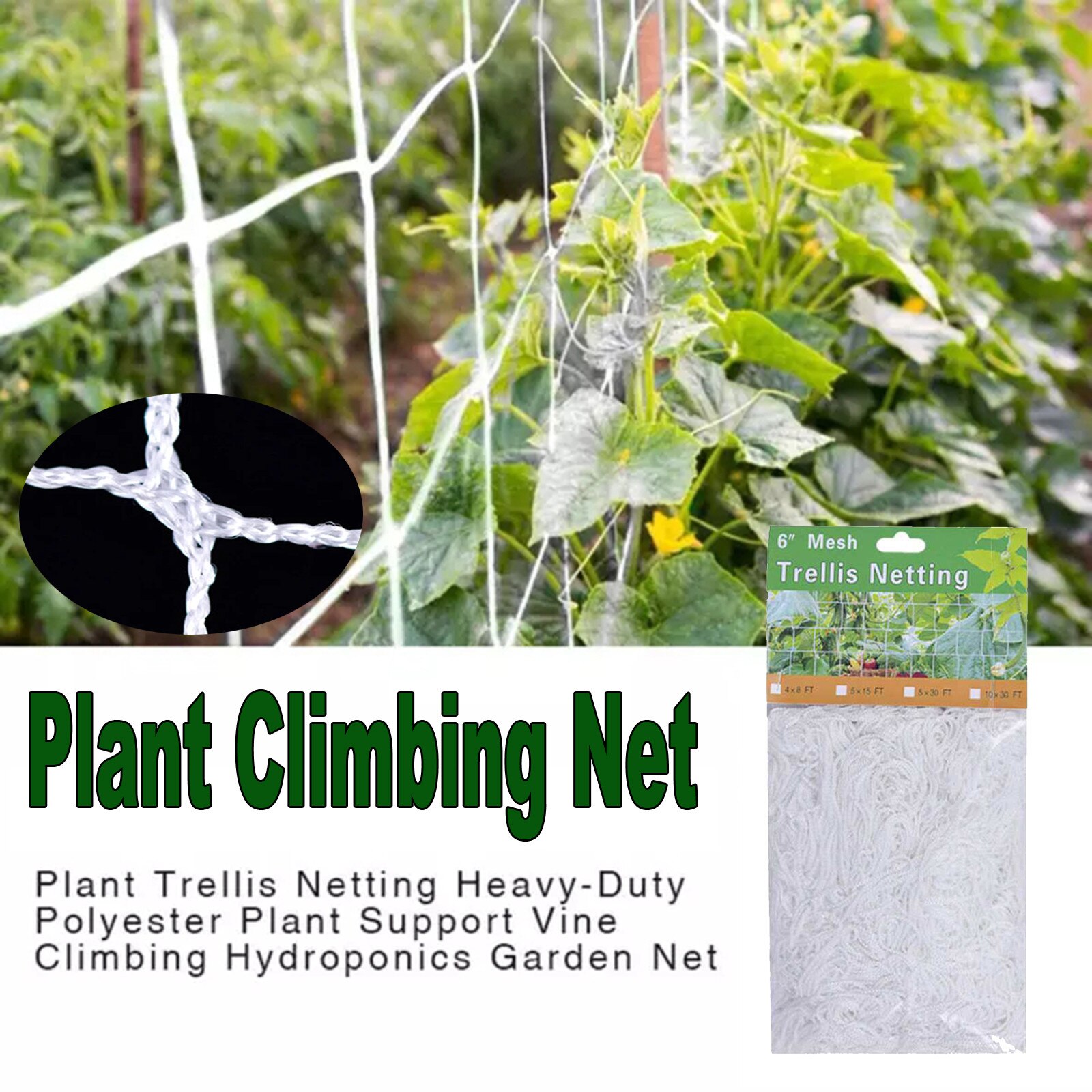 1.67x10m Netting Plant Vine Climbing Net Support Garden Woven Polyester Nylon Fence Green 5×30FT