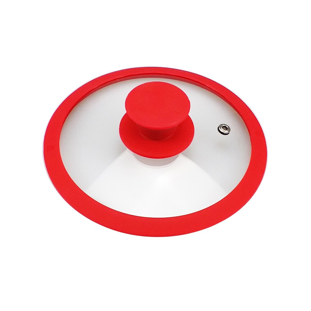 16/22/28/32cm Visual Pot Lid Multifunction Glass Lid Wok Pan Lids Cover for Frying Pan Round Silicone Tempered Glass Pan Covers: 24-26-28CM / Red