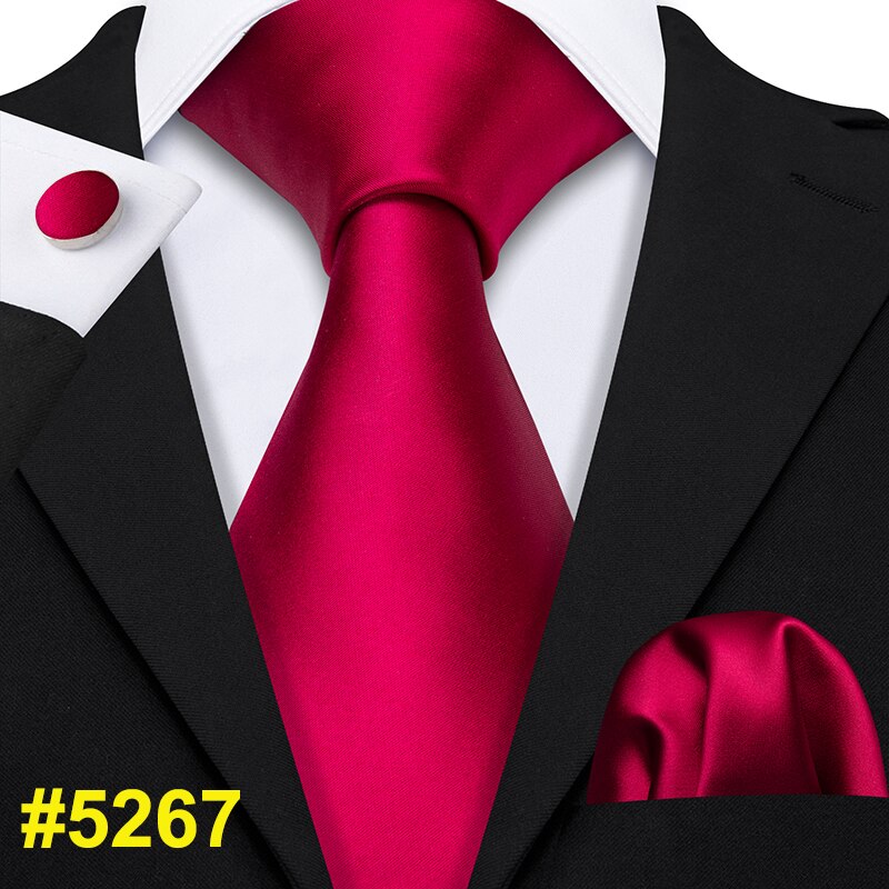 Cravate 100% soie pour hommes, Plaid rouge, Jacquard tissé, ensemble de boutons de manchette, cravate de cou, fête d&#39;affaires: LS-5267