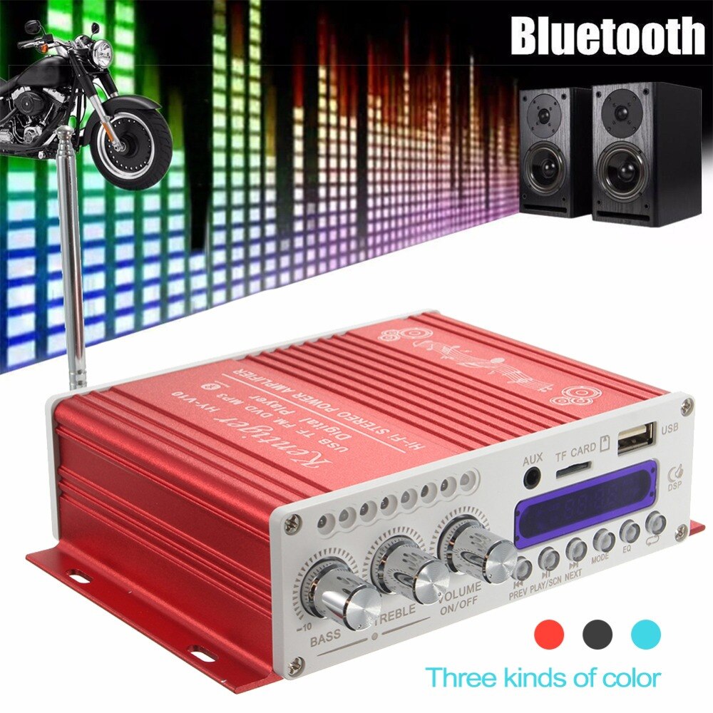 Rood 12V Digitale Mini Bluetooth HiFi Stereo Auto Audio Versterker AMP MP3 Speler Voor Auto Thuis Auto Interieur Accessoires