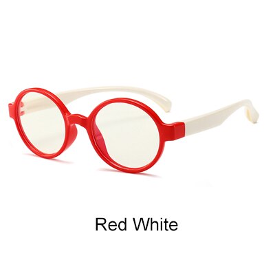 Ralferty Anti-Blauw Blokkeren Bril Kids Computer Brilmontuur Retro Ronde TR90 Kind Brilmonturen Vintage Eyewear A012: Red White