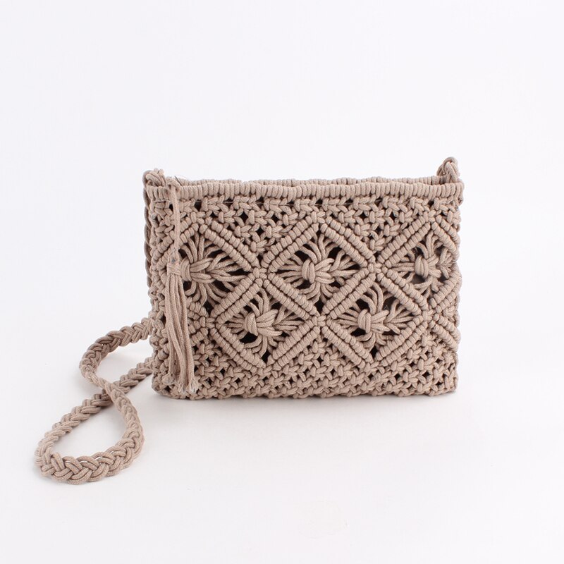 Kwasten Handvat Messenger Bag Katoen Strap Katoenen Zak Crossbody Schouder Hand Strap Handgemaakte Weven Vrouwen Geweven Handtas: gray