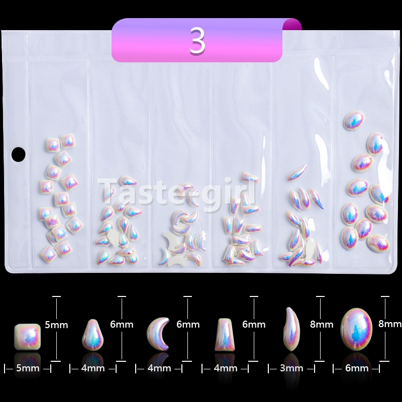 1 pakke hvide abs imiterede perler blandet flad ryg 3d nail art dekorationer perler rhinestones negle tilbehør sten