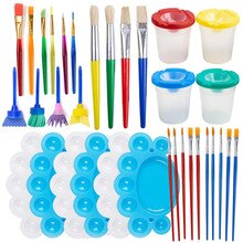 Schilderen Tool Kit, 34Pcs Kid 'S Verf Levert Verf Cups Palet Lade Verf Pen Penselen Set Voor School Prijzen Art Party