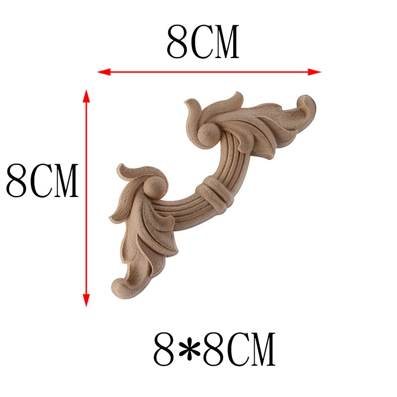 Natural Exquisite Retro Decoration Long Large Leaves Rubber Wood Window Furniture Corner Wood Mouldings Wood Applique Onlay: A43-2