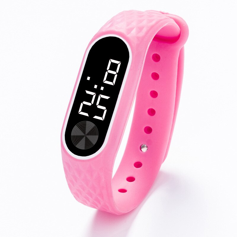 neue Stilvolle kinder LED Digitale Sport Uhr Jungen Mädchen Unisex Frauen Männer Elektronische Silikon Armband Armbanduhr: Pink White
