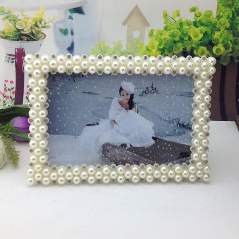 Luxury White Pearl Resin Photo Frame 3inch/6inch/7inch Picture Frame Heart Suqare Rectangle Shape Frame for Standing on Table
