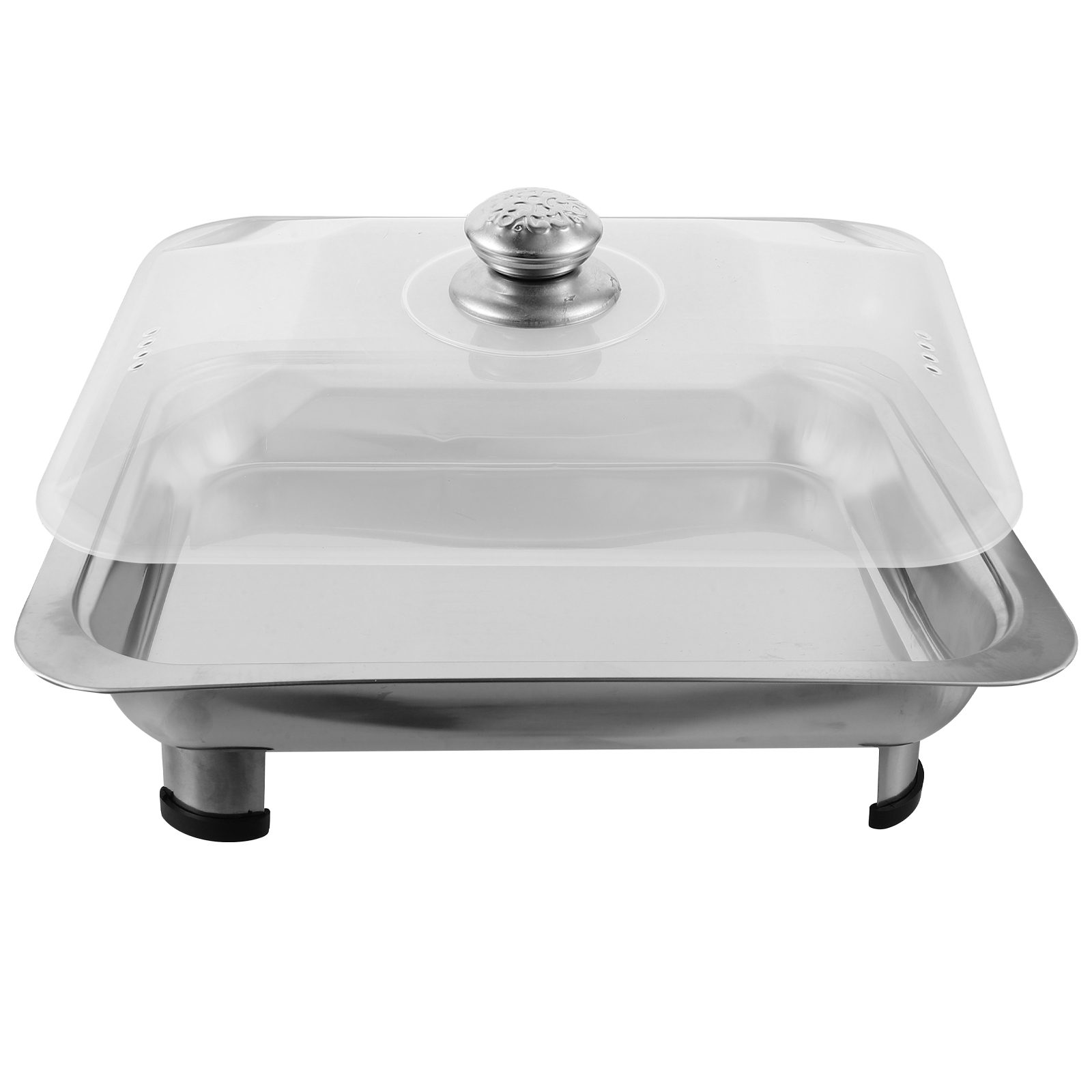 Stainless Steel Dinner Plate Serving Platter Tray with Lid Buffet Reusable Trays Lids Banquet