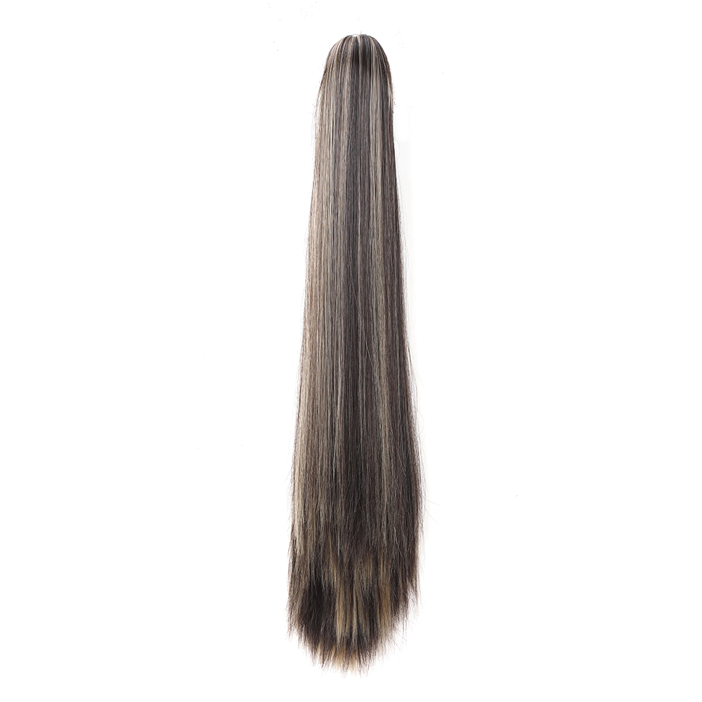 Cauda de pônei reta longa para mulheres, extensão de rabo de cavalo para meninas, cabelo sintético macio natural de alta qualidade, 20 in: 4/27HL