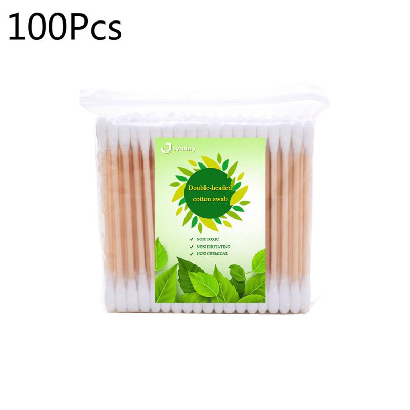 500/200/100Pcs Wegwerp Double Headed Wattenstaafjes Make Wattenstaafjes Neus Oor Schoonmaken Wood Sticks Katoen swabs Cotonete: 09