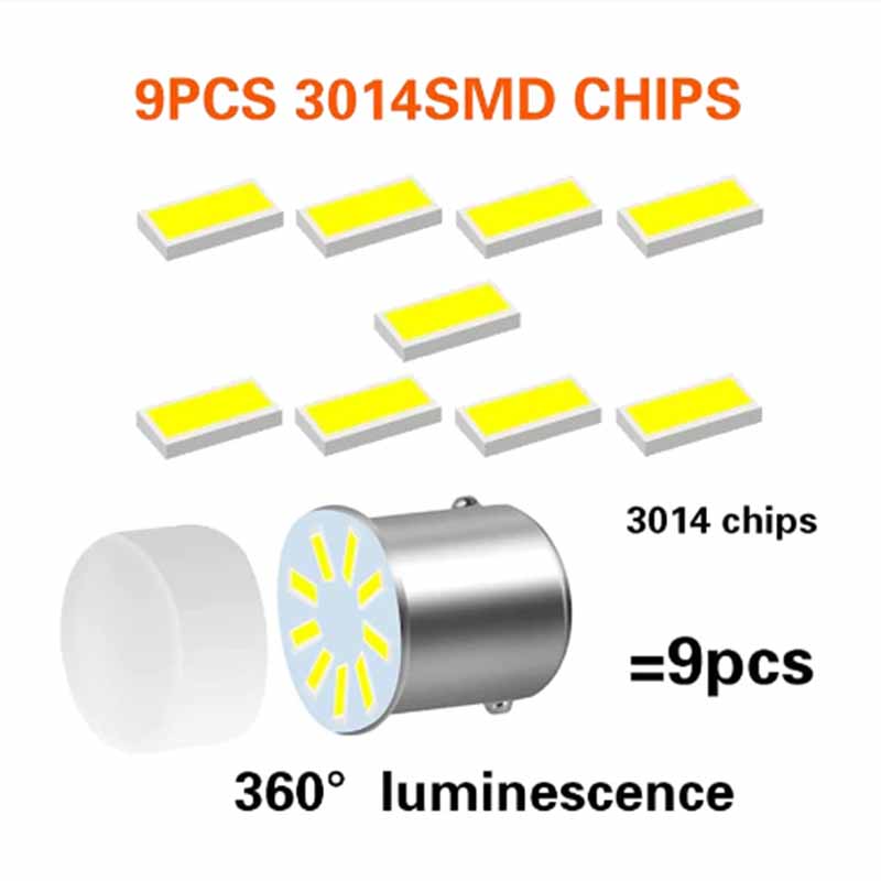Bombilla LED trasera P21/5W Ba15S 1156 PY21W BAY15D 1157 luz de señal de giro 12V 7000K blanco superbrillante lámpara de estacionamiento de freno inverso de coche