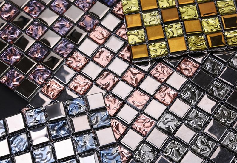 Electroplated Silver Blue Glass Mosaic Tiles CGMT1908 Bathroom Kitchen Wall Tile Backsplash