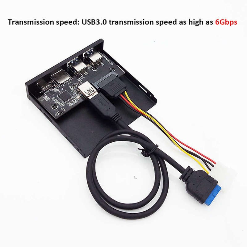 33S50-Rtk 3 In 1 Card Reader Pc Front Panel Media Type-C Dual Usb 3.0 Port Hub Dashboard With Usb Power Cable Tf Sd Card Reader